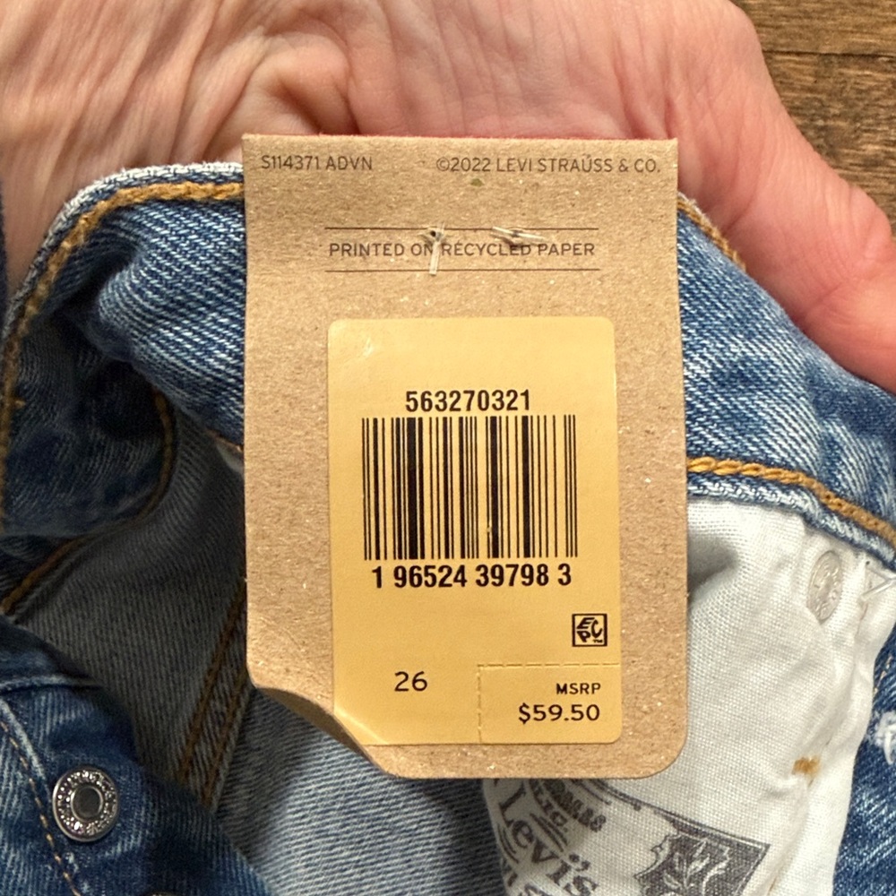 Levi's Light Blue Distressed Jean Shorts - Picture 3 of 7